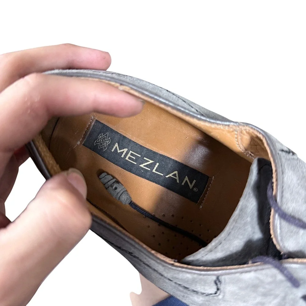 Mezlan Derby Shoes Mens 11M Grey Suede Split Toe Lace Up Dress Spain SKU 11124